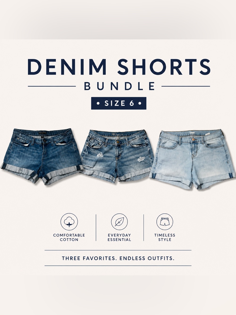 3 Denim Shorts Bundle size 6